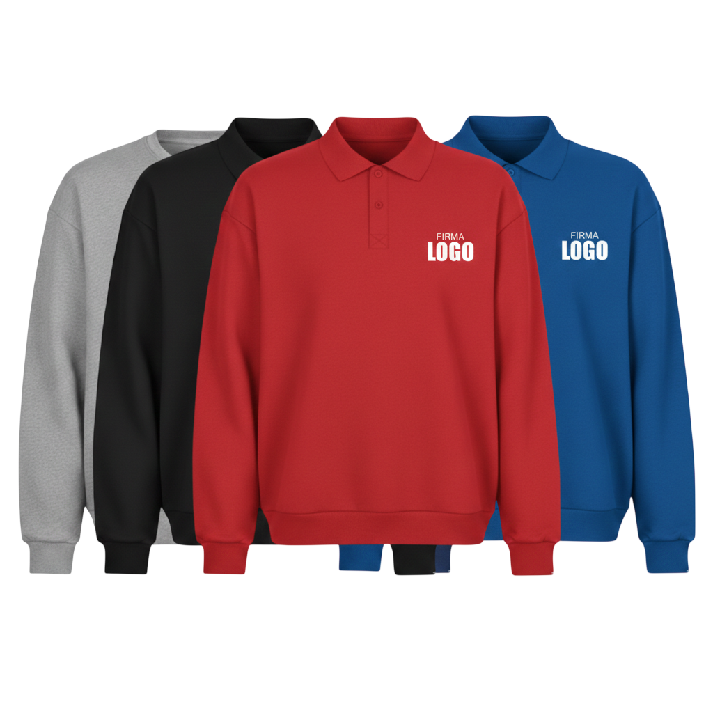 Firma Logo Baskılı 3 iplik Polo Yaka Sweat